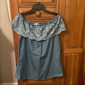 Haute Monde Blue Embroidered Top